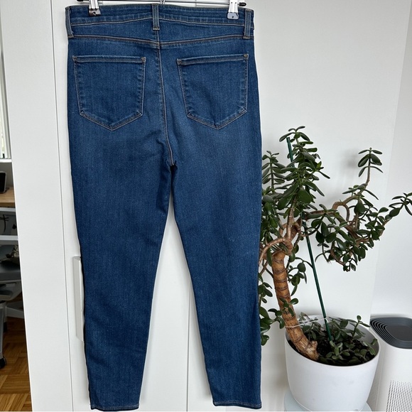 L’Agence - Margot Neptune Blue High-Rise Skinny Jeans with Black Tuxedo Stripe - Picture 3 of 11